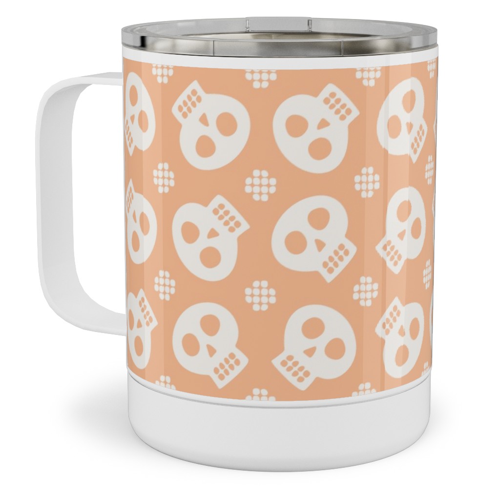 Halloween Skulls Stainless Steel Mug, 10oz, Orange