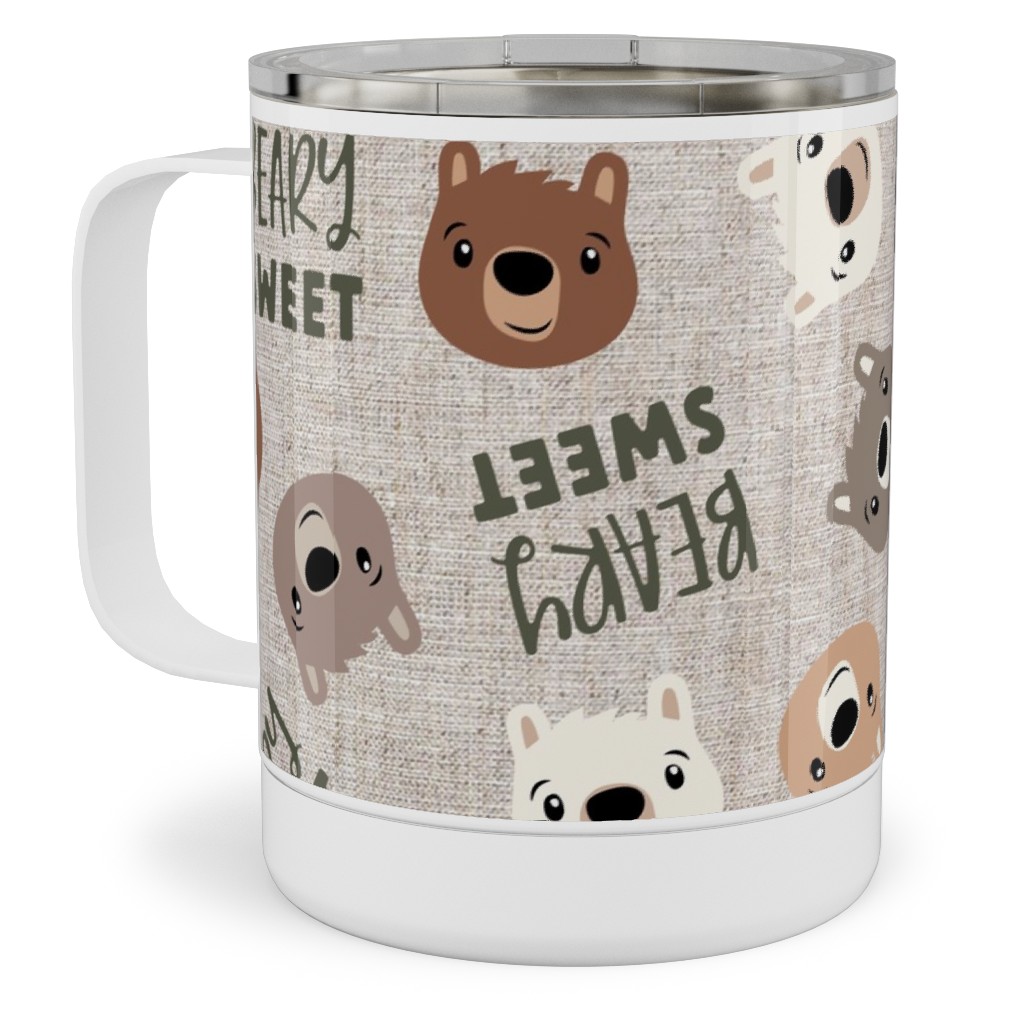 Beary Sweet Bears - Beige Stainless Steel Mug, 10oz, Beige