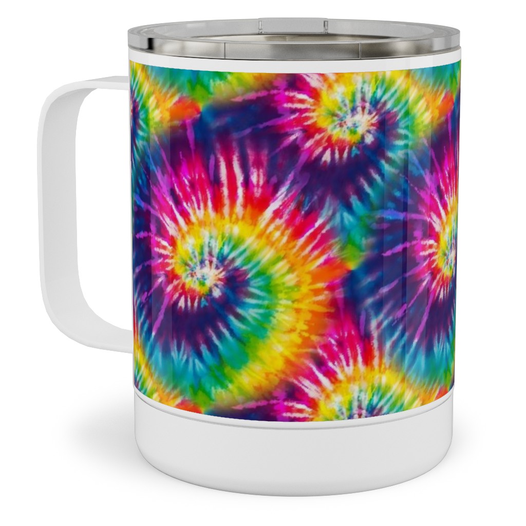 Colorful Rainbow Tie Dye Swirl - Multi Stainless Steel Mug, 10oz, Multicolor