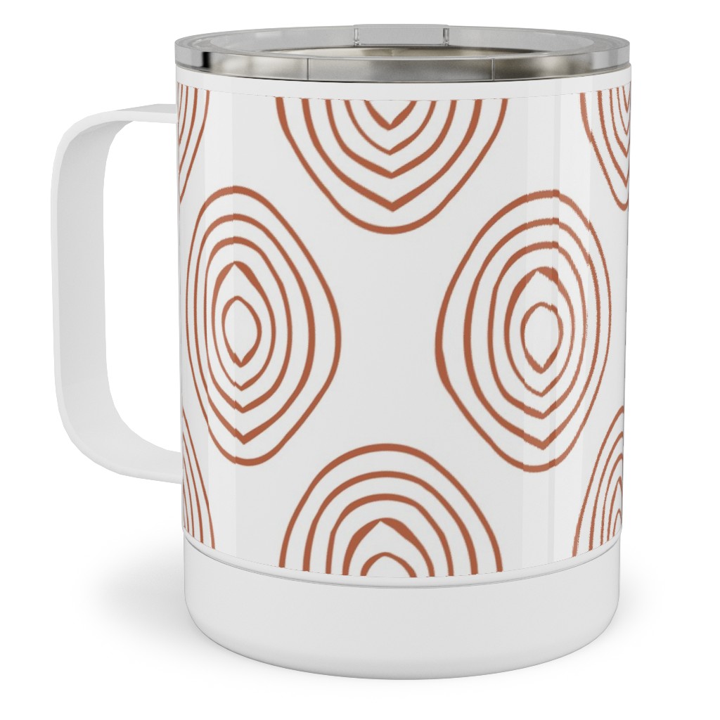 Abstract Circle - Terracotta Stainless Steel Mug, 10oz, Brown