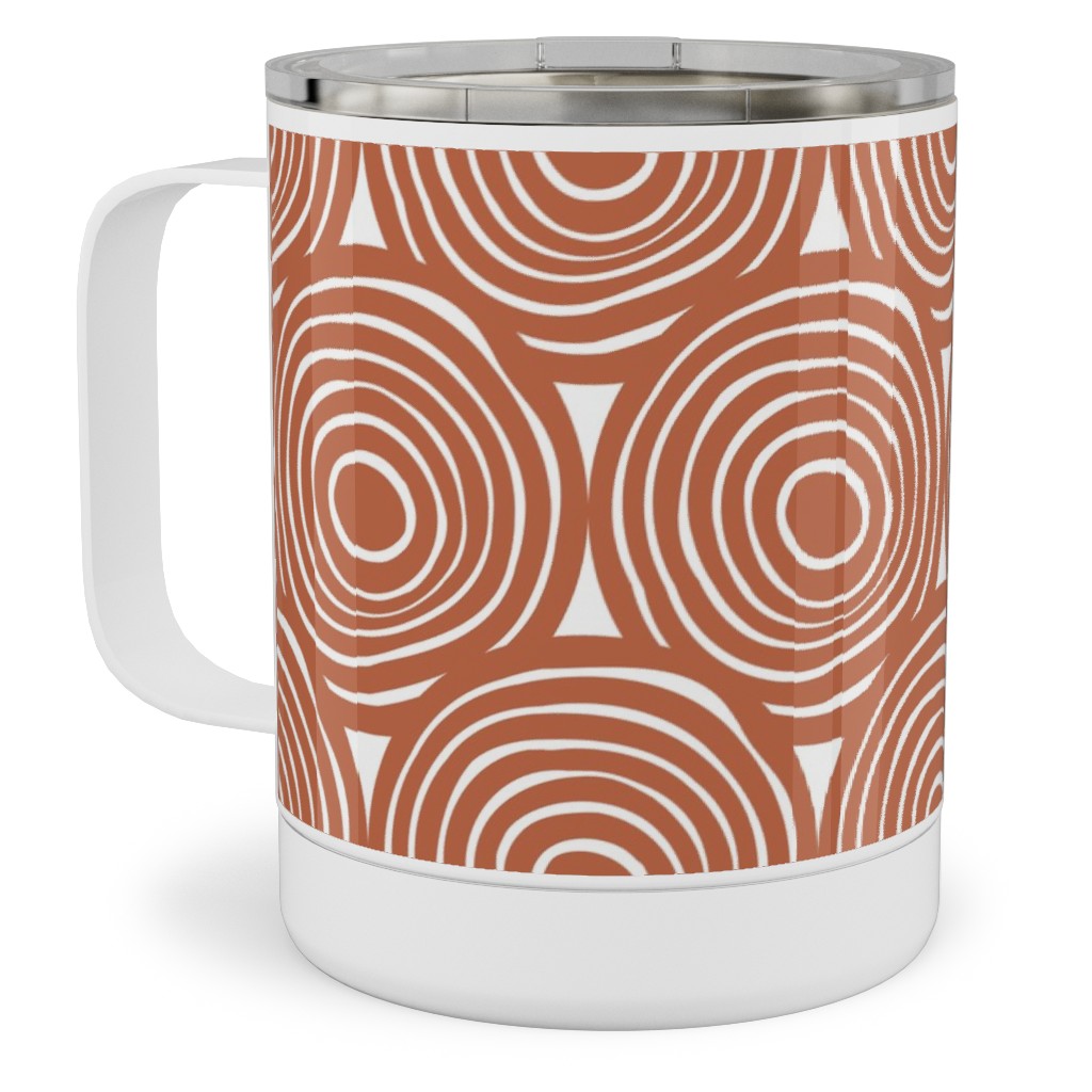 Overlapping Circles - Terracotta Stainless Steel Mug, 10oz, Brown, Brown