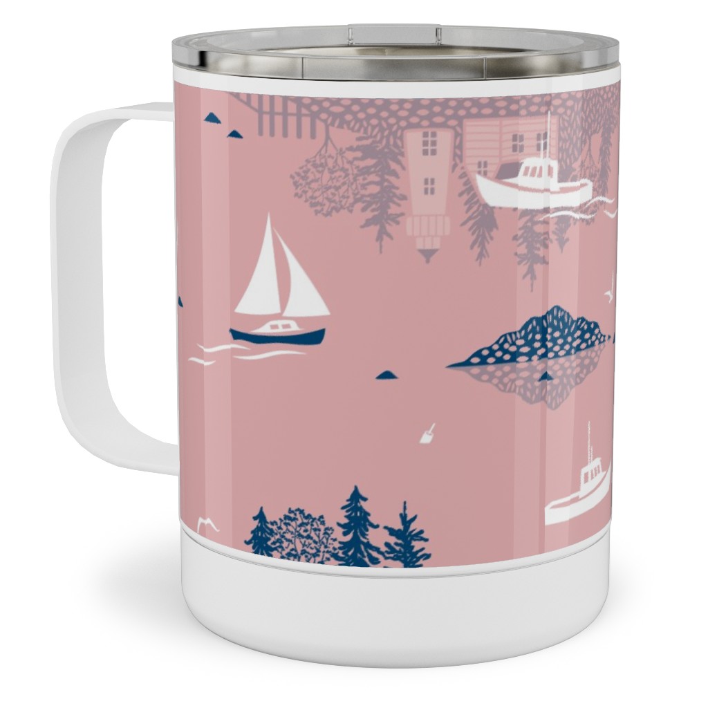 Maine Islands - Muted Pink Stainless Steel Mug, 10oz, Pink
