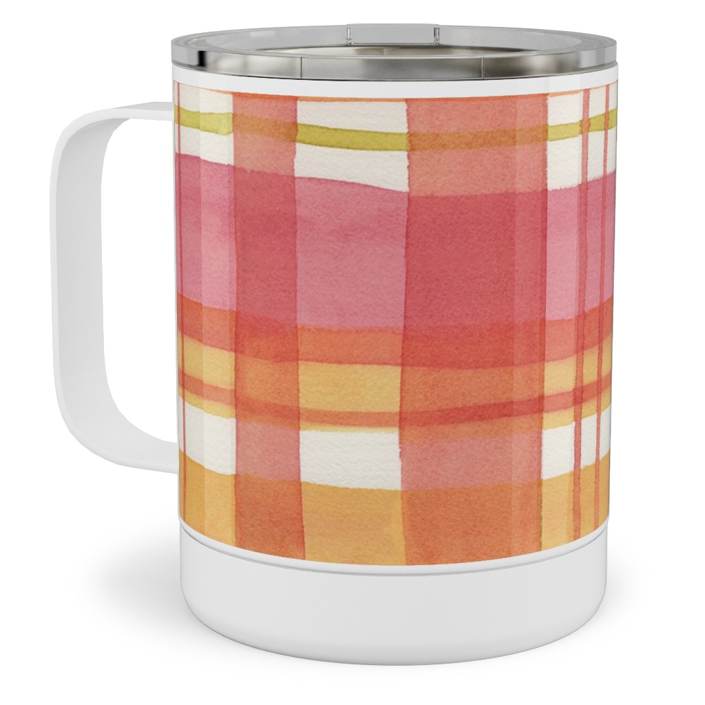 Summer Plaid Stainless Steel Mug, 10oz, Multicolor