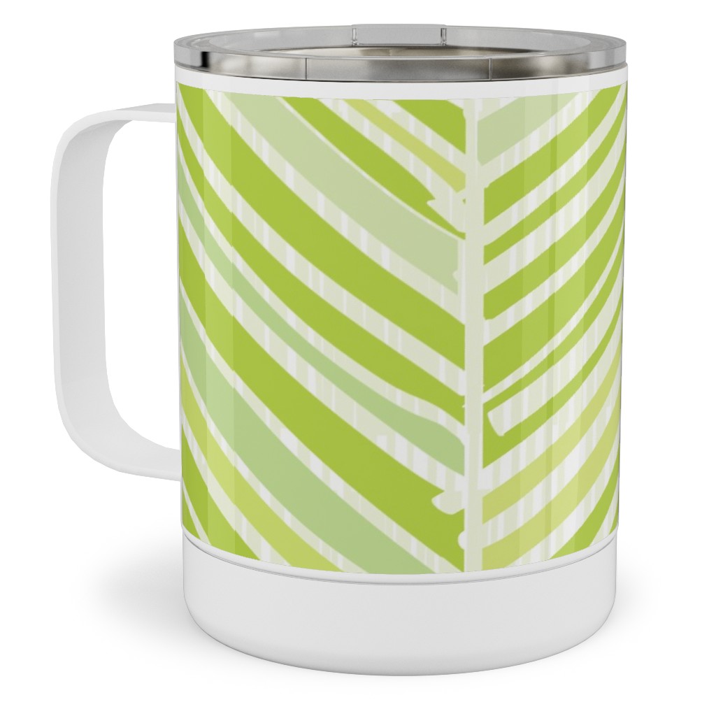 Herringbone Hues of Green Stainless Steel Mug, 10oz, Green