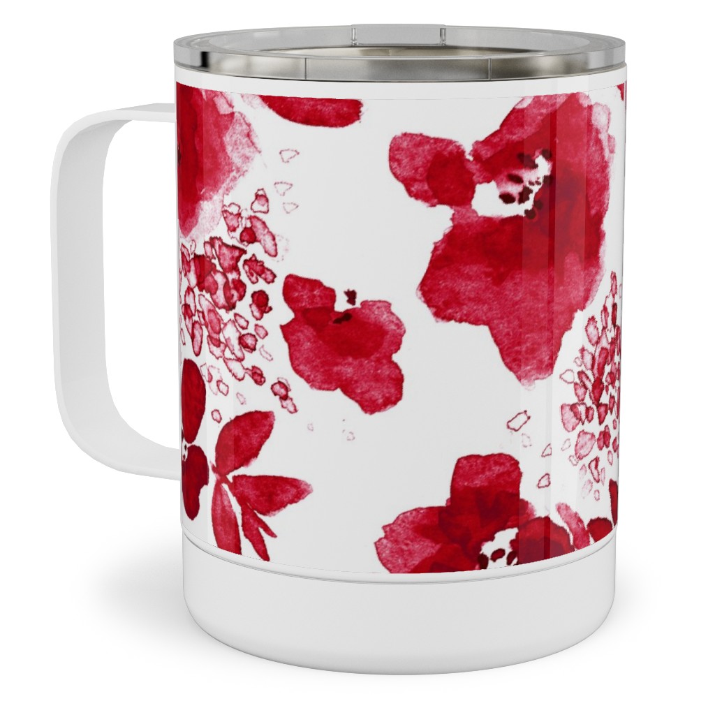 Floret Floral - Red Stainless Steel Mug, 10oz, Red
