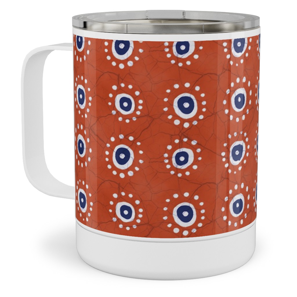 Batik Suns Stainless Steel Mug, 10oz, Orange