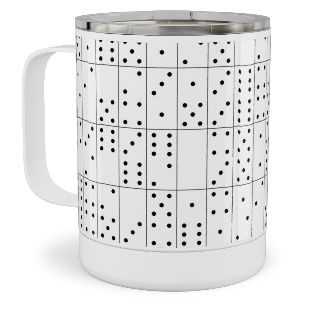 Domino Universe - Black and White Stainless Steel Mug, 10oz, White