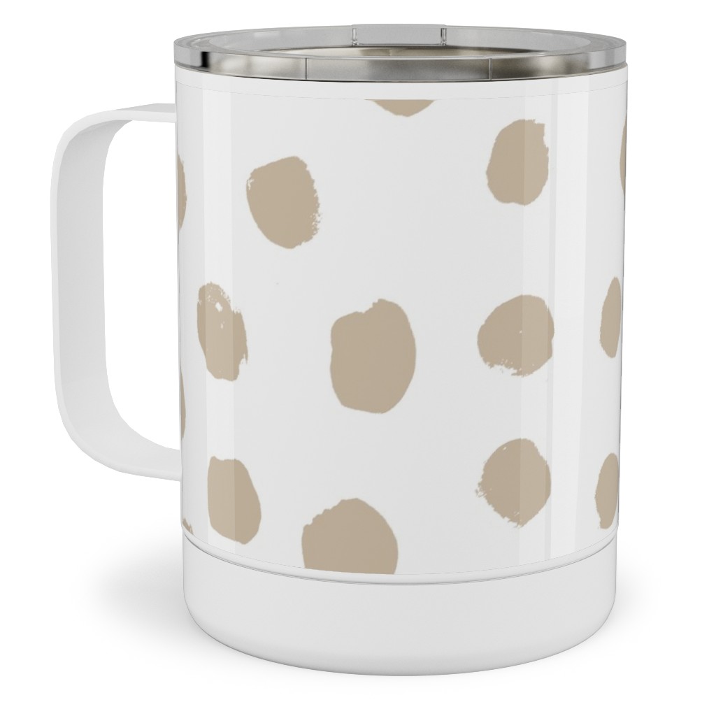 Soft Painted Dots Stainless Steel Mug, 10oz, Beige, Wheat