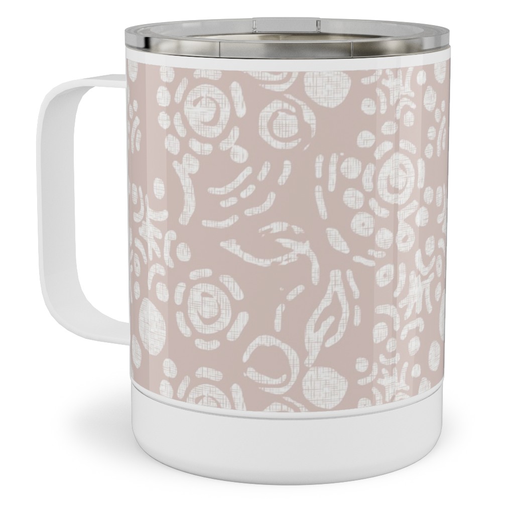 Laura in Rose Gardens Stainless Steel Mug, 10oz, Pink, Bright Pink