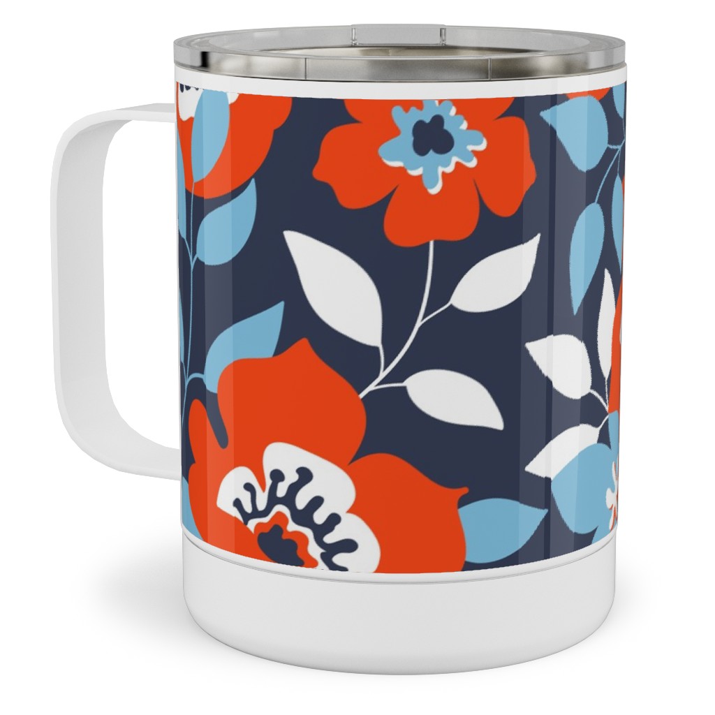 Wild Roses - Multi Stainless Steel Mug, 10oz, Blue