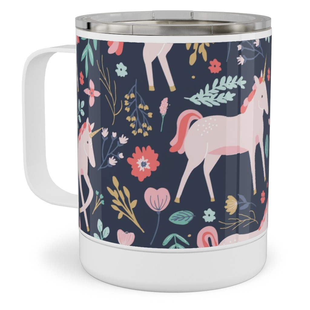 Unicorn Fields Stainless Steel Mug, 10oz, Multicolor, Navy