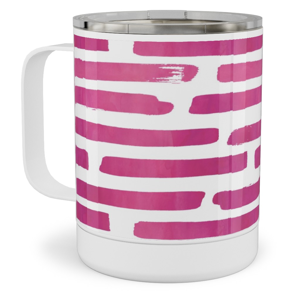 Watercolor Stripes - Berry Stainless Steel Mug, 10oz, Purple