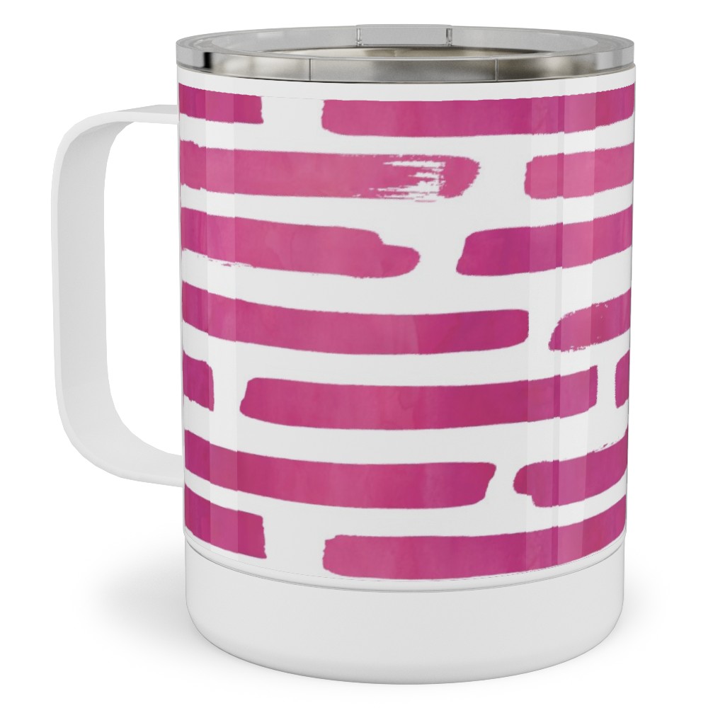 Watercolor Stripes - Berry Stainless Steel Mug, 10oz, Purple, Purple