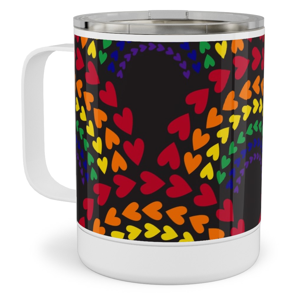 Rainbow Love Stainless Steel Mug, 10oz, Multicolor, Red