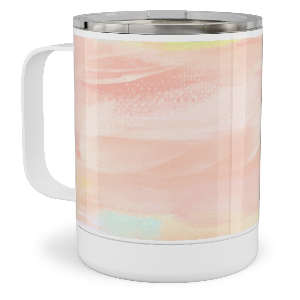 Paint Dabs - Peach Stainless Steel Mug, 10oz, Pink, Bright Pink