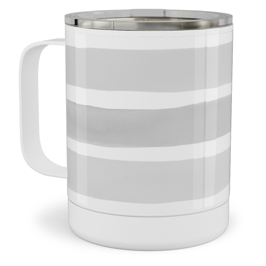 Imperfect Watercolor Stripes Stainless Steel Mug, 10oz, Gray, Silver Lining
