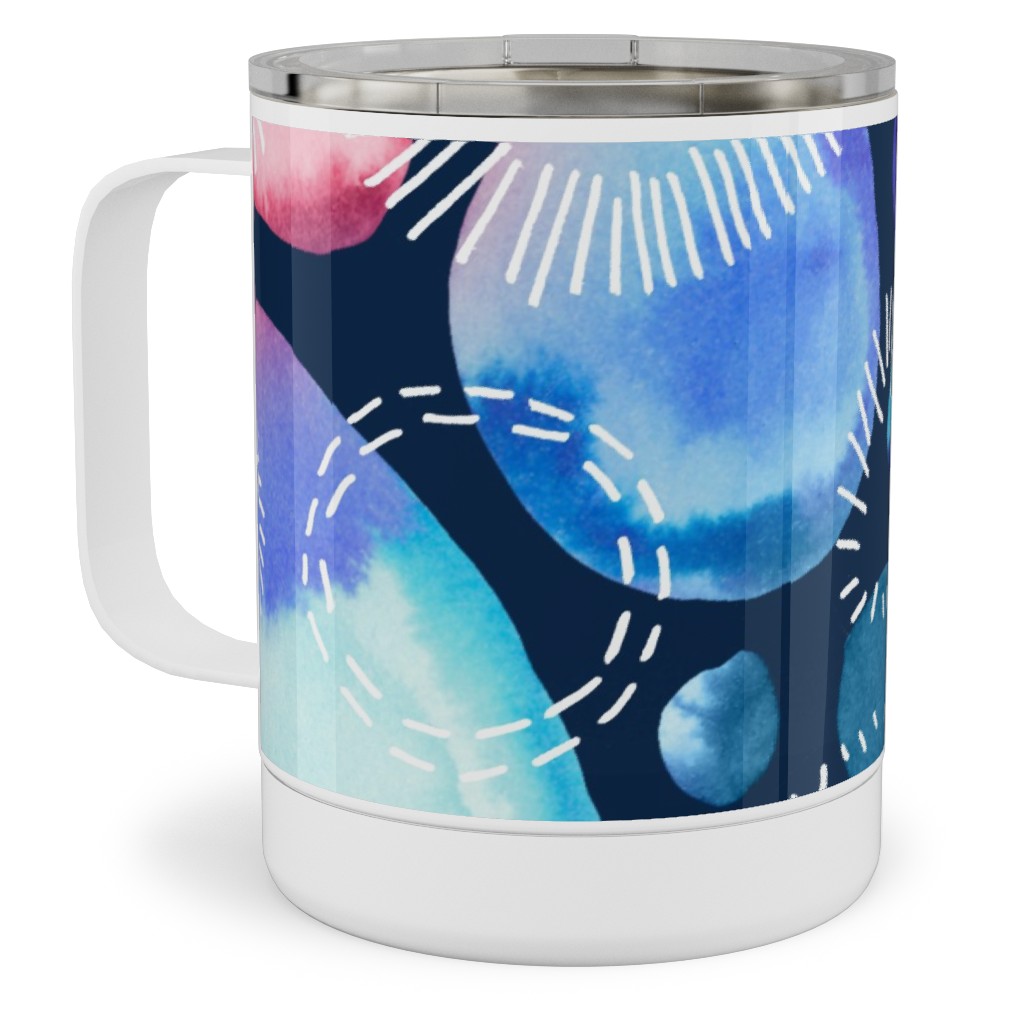 Watercolor Universe - Pink and Blue Stainless Steel Mug, 10oz, Multicolor