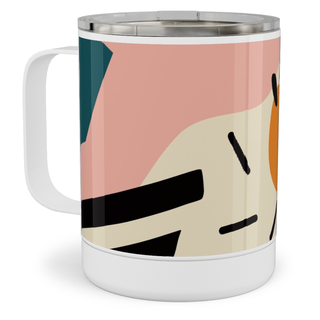 Abstract Flora - Pink and Blue Stainless Steel Mug, 10oz, Multicolor