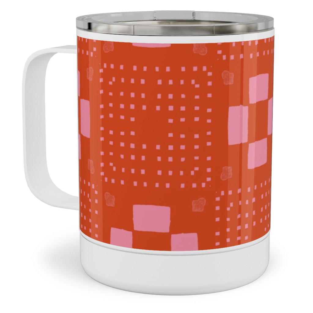 Phlox Garden - Red and Pink Stainless Steel Mug, 10oz, Red