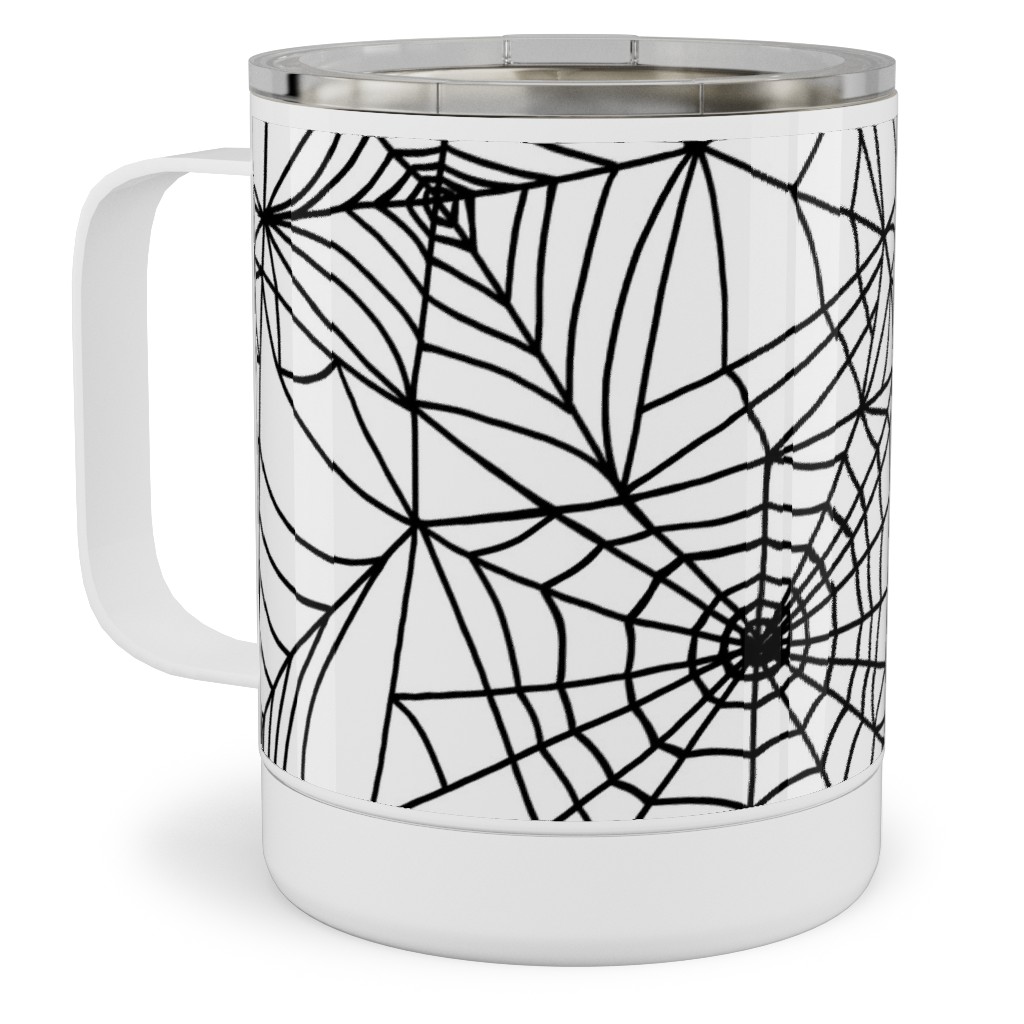 Spooky Spider Web Stainless Steel Mug, 10oz, White