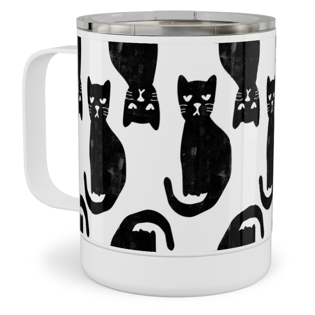 Black Cat Stainless Steel Mug, 10oz, Black