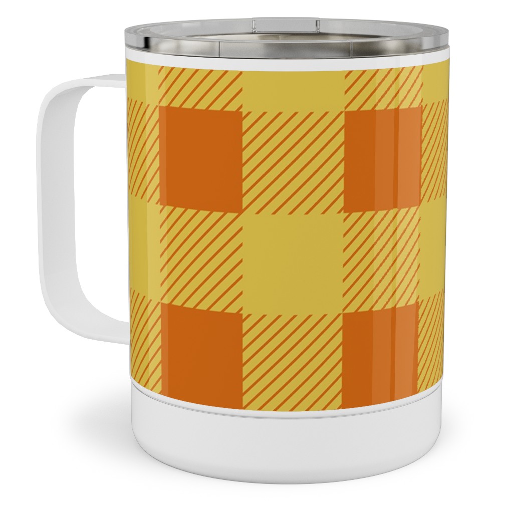 Buffalo Checked Plaid Stainless Steel Mug, 10oz, Yellow, Marigold