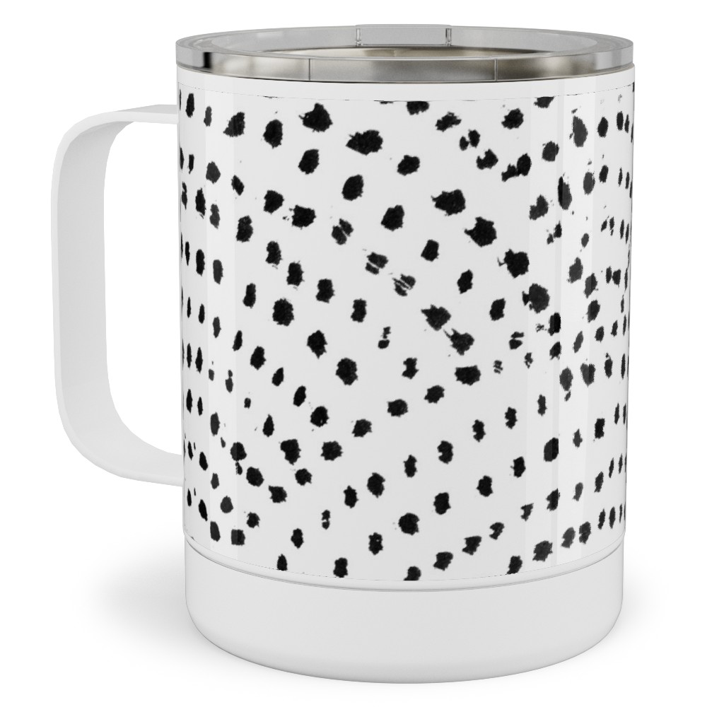 Ink Dot Scales Stainless Steel Mug, 10oz, White, Silver Lining