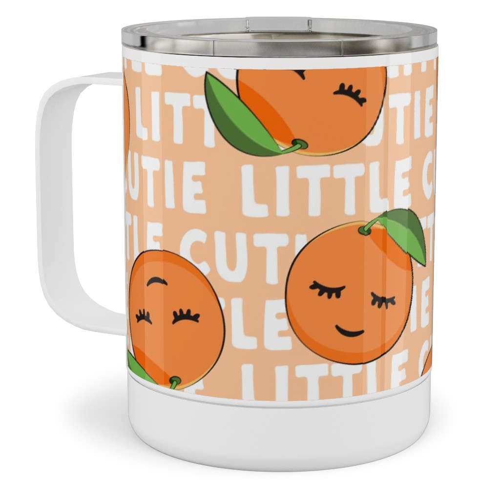 Little Cutie - Happy Oranges - Orange Stainless Steel Mug, 10oz, Orange, Orange