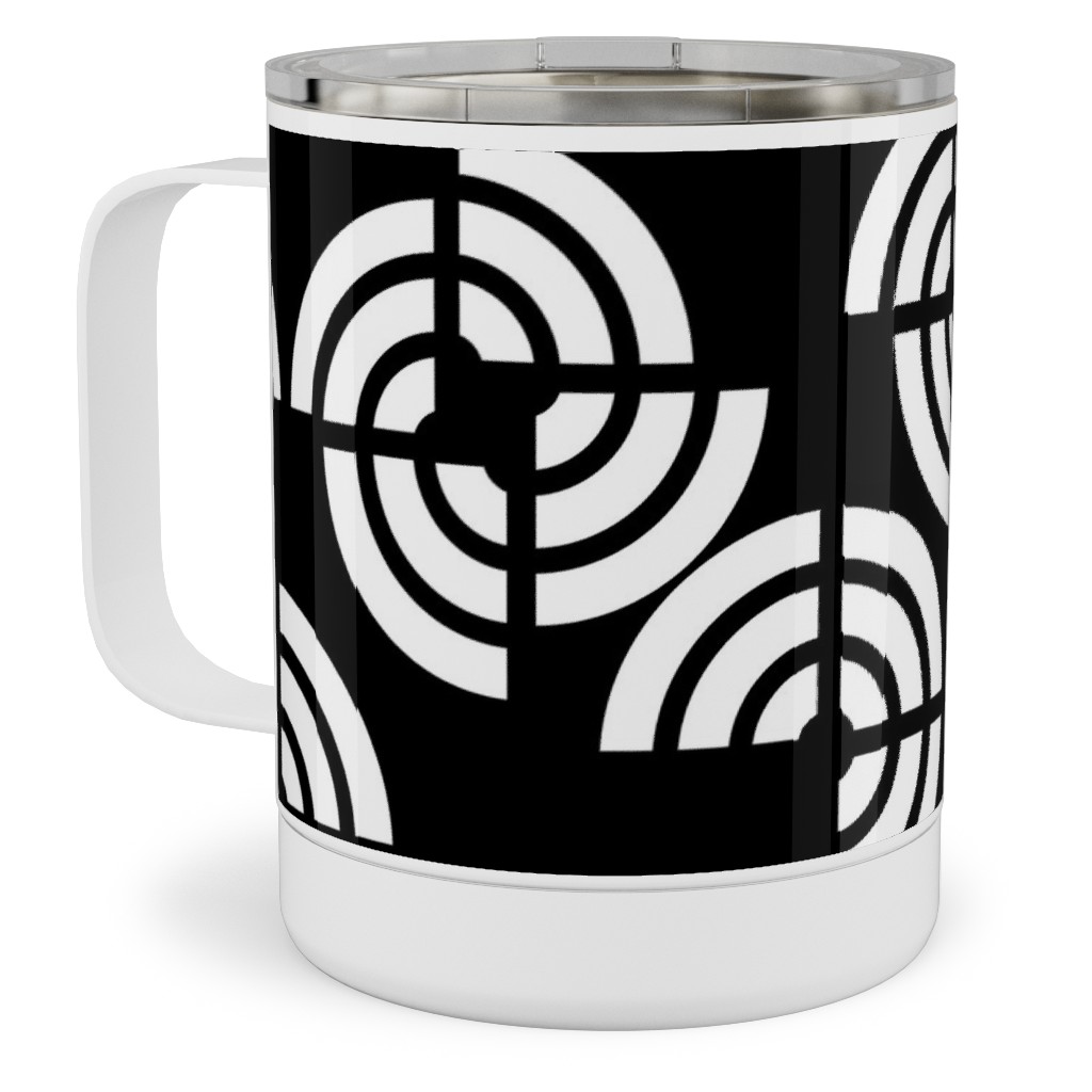 Beethoven - Black and White Stainless Steel Mug, 10oz, Black, Black