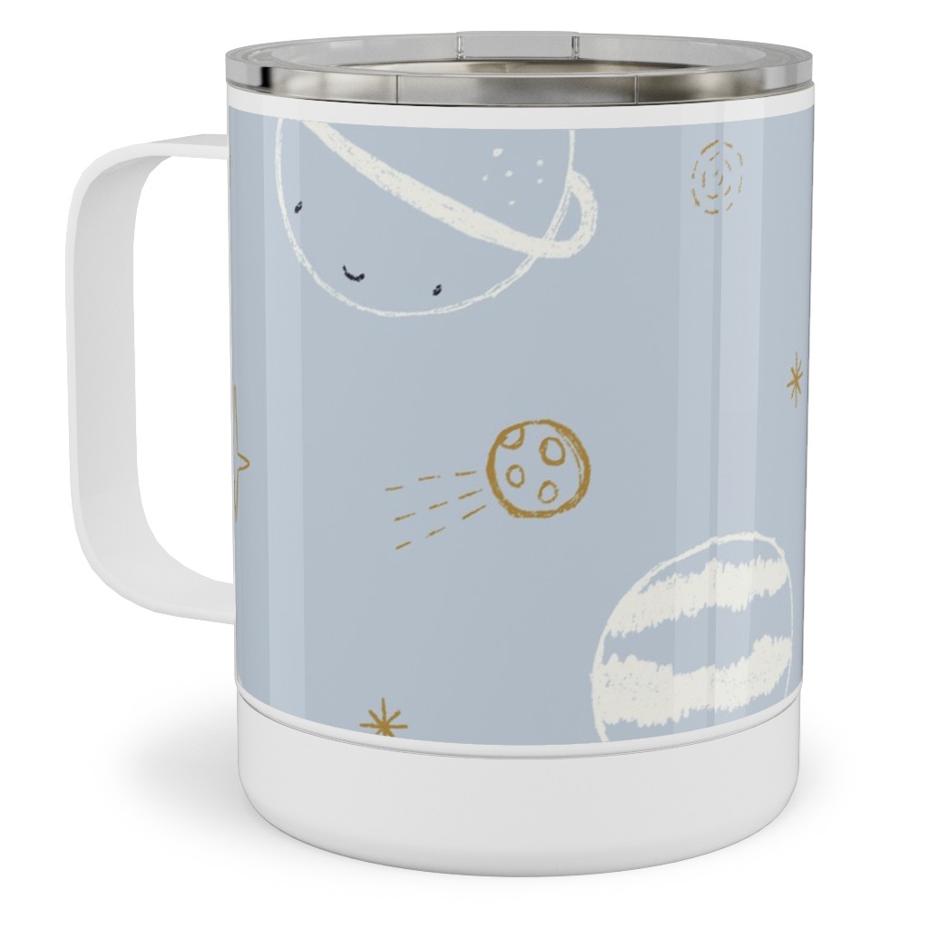 Space Adventure - Blue Stainless Steel Mug, 10oz, Blue, True Blue