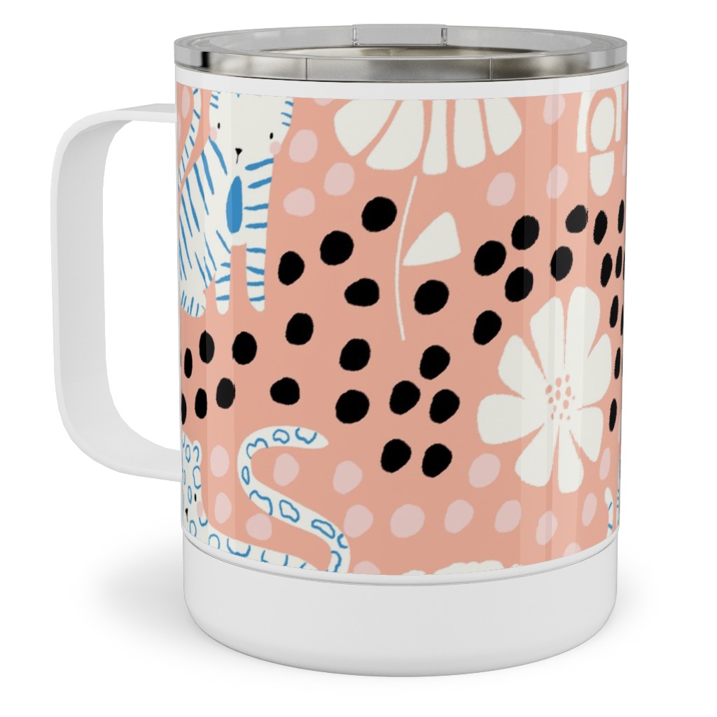Jungle Cats - Pink Stainless Steel Mug, 10oz, Pink