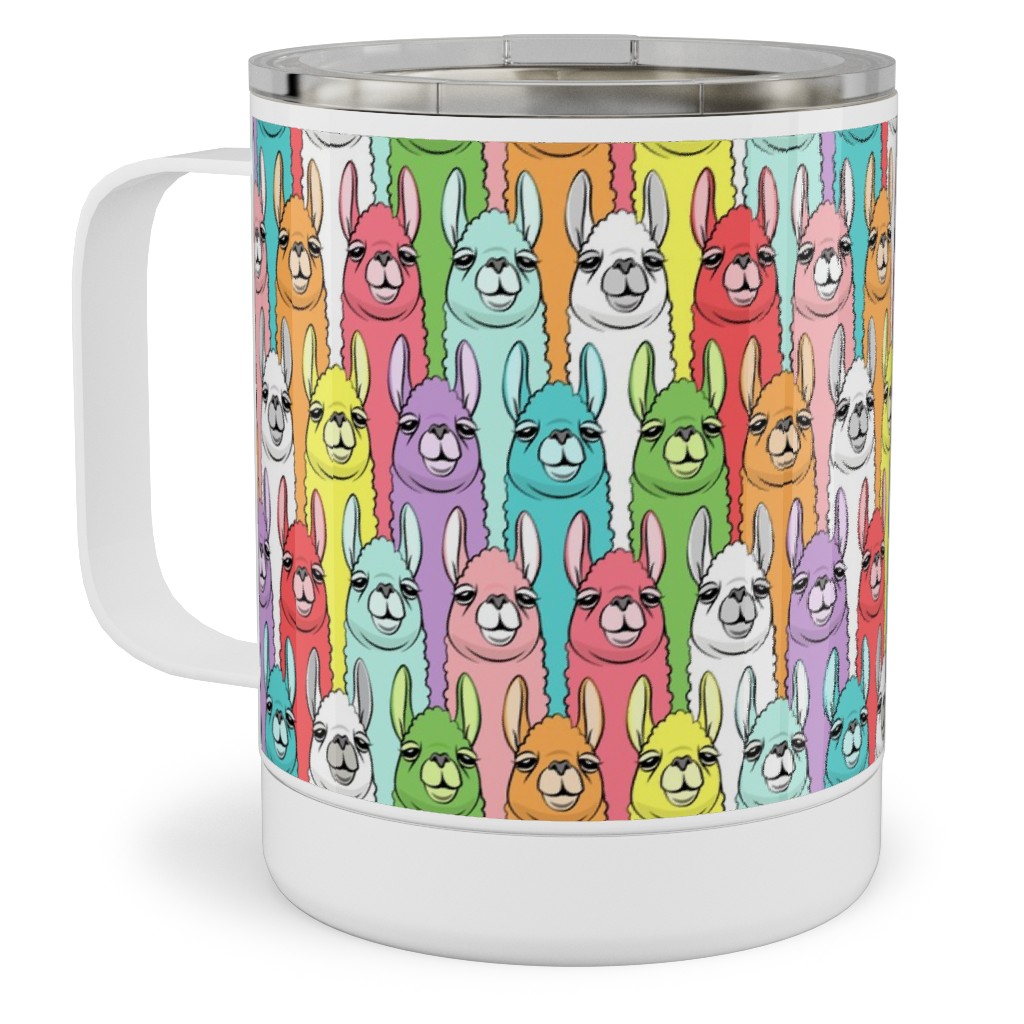 Rainbow Llamas - Multi Stainless Steel Mug, 10oz, Multicolor