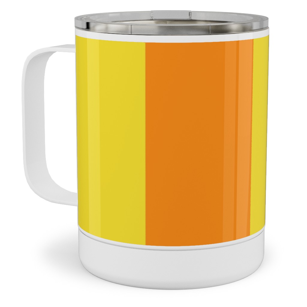 Vertical Stripes Stainless Steel Mug, 10oz, Orange