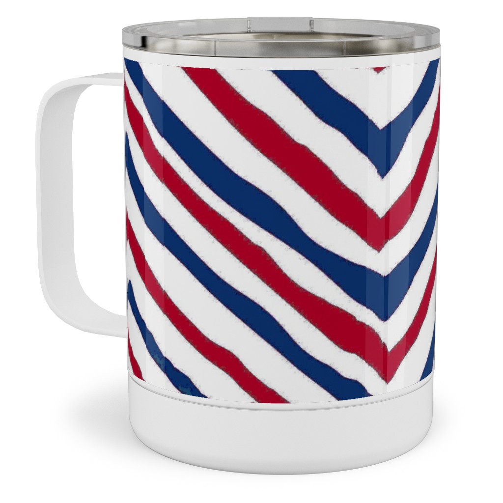 Patriots Chevron Zig Zag - Navy, Red Stainless Steel Mug, 10oz, Multicolor