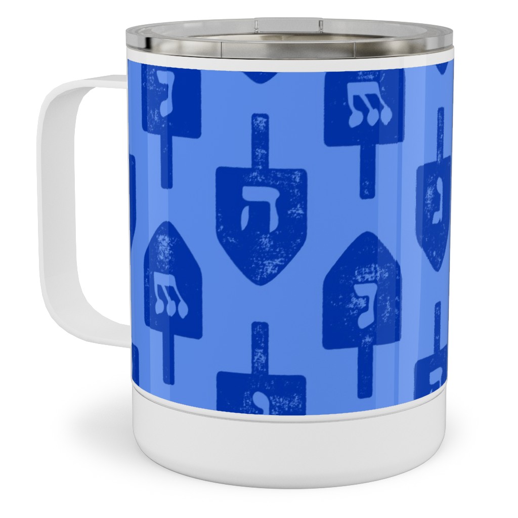 Dreidel - Blue Stainless Steel Mug, 10oz, Blue, True Blue