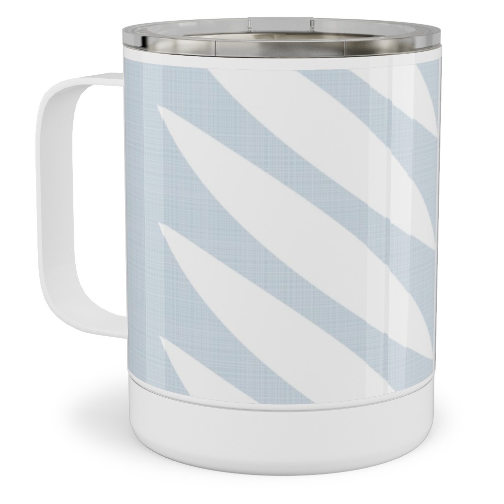 Laurel Leaf Stripe - Light Blue Stainless Steel Mug, 10oz, Blue
