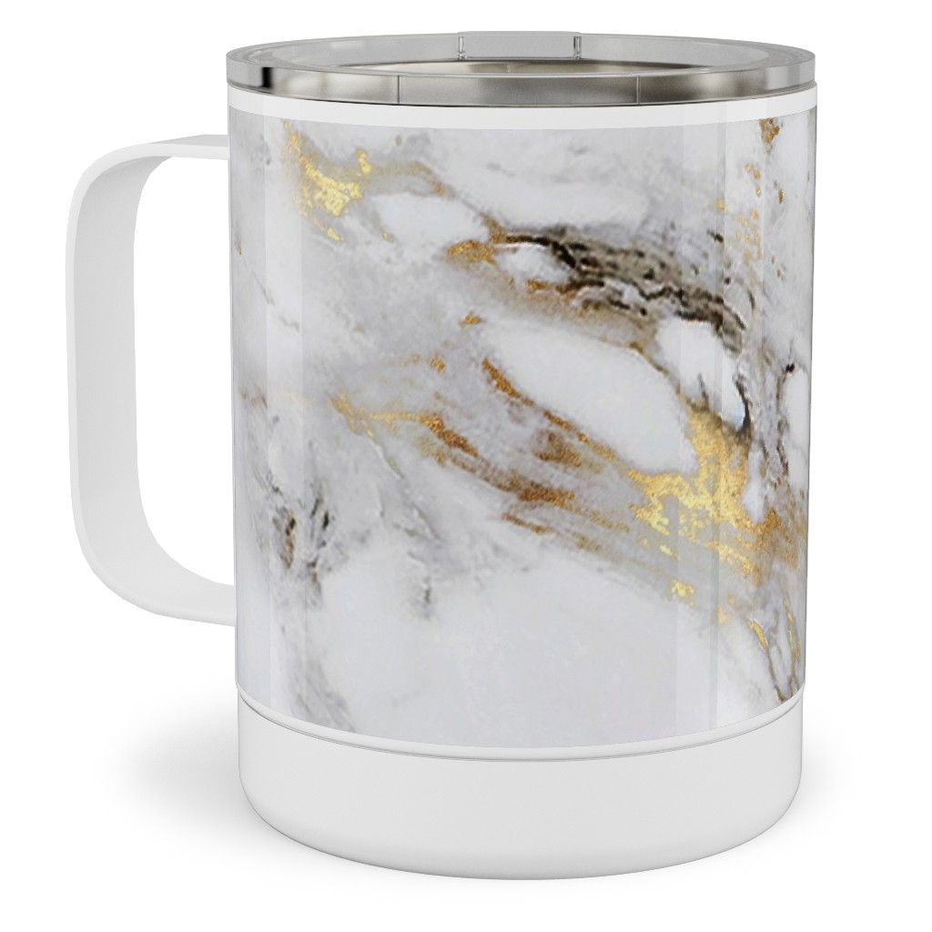 Gilded Marble - Gray Stainless Steel Mug, 10oz, Gray