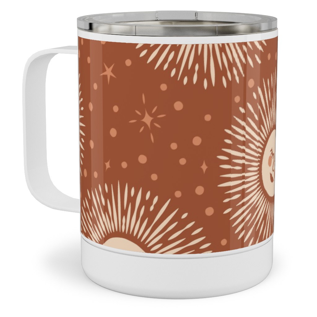 Golden Sun - Multidirectional - Rust Brown Stainless Steel Mug, 10oz, Orange