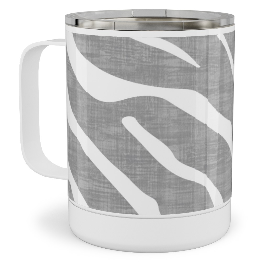 Zebra Texture - Gray Stainless Steel Mug, 10oz, Gray, Gray