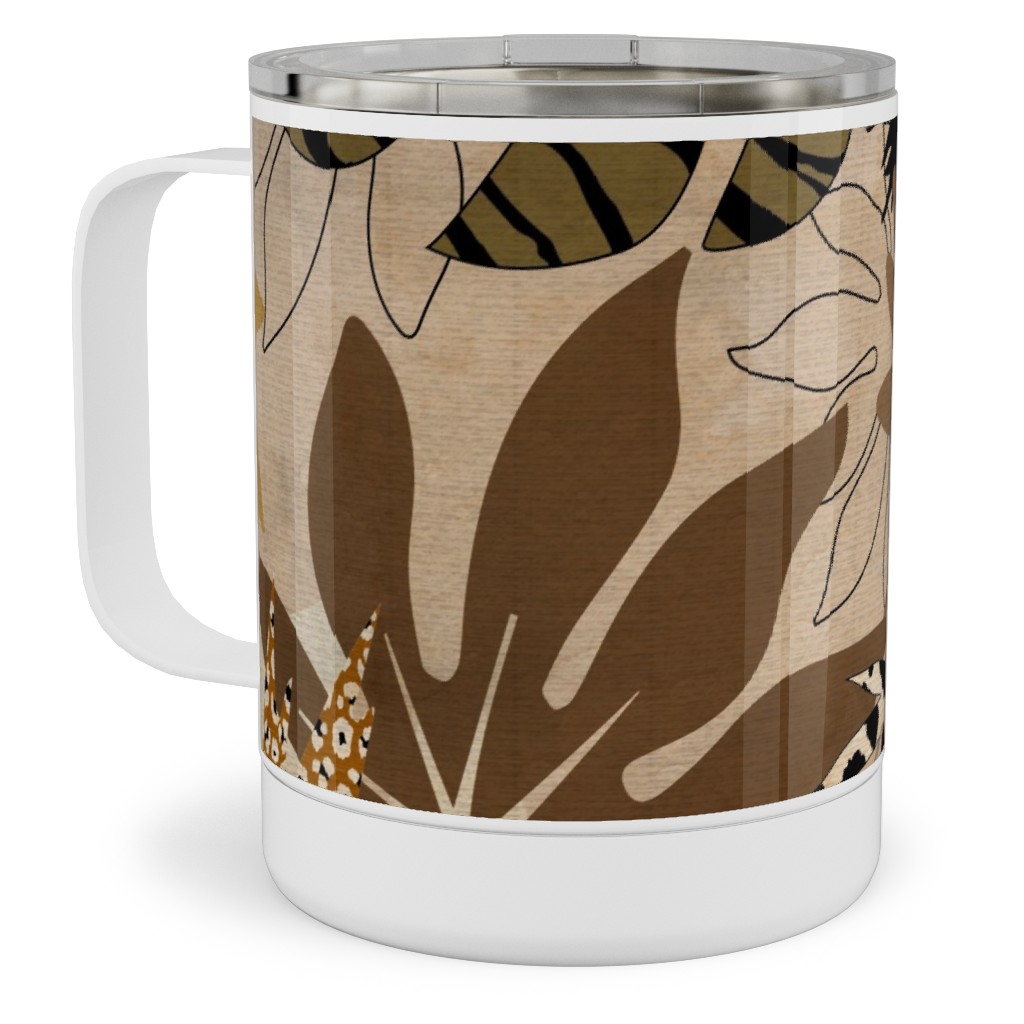 Safari Camouflage - Earthy Stainless Steel Mug, 10oz, Brown, Brown