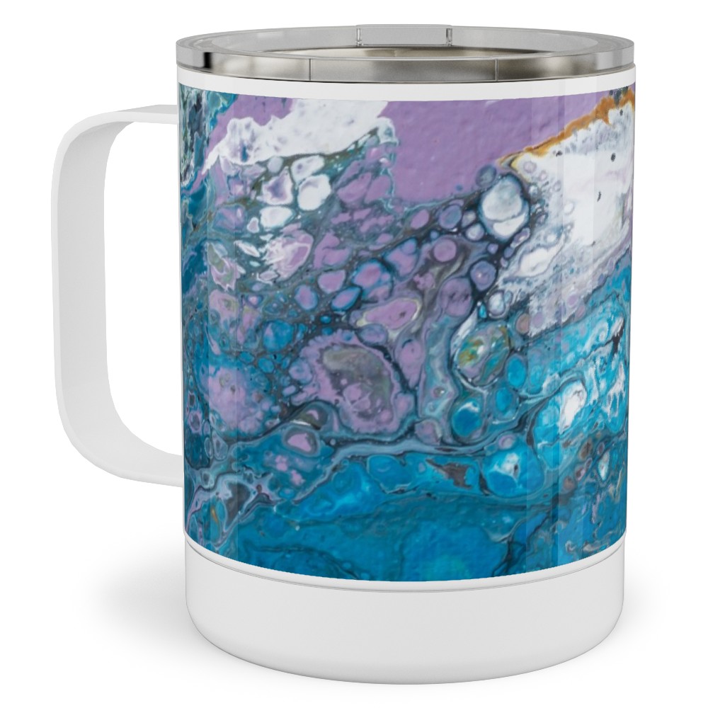 Flow Painting - Blue Stainless Steel Mug, 10oz, Blue, True Blue