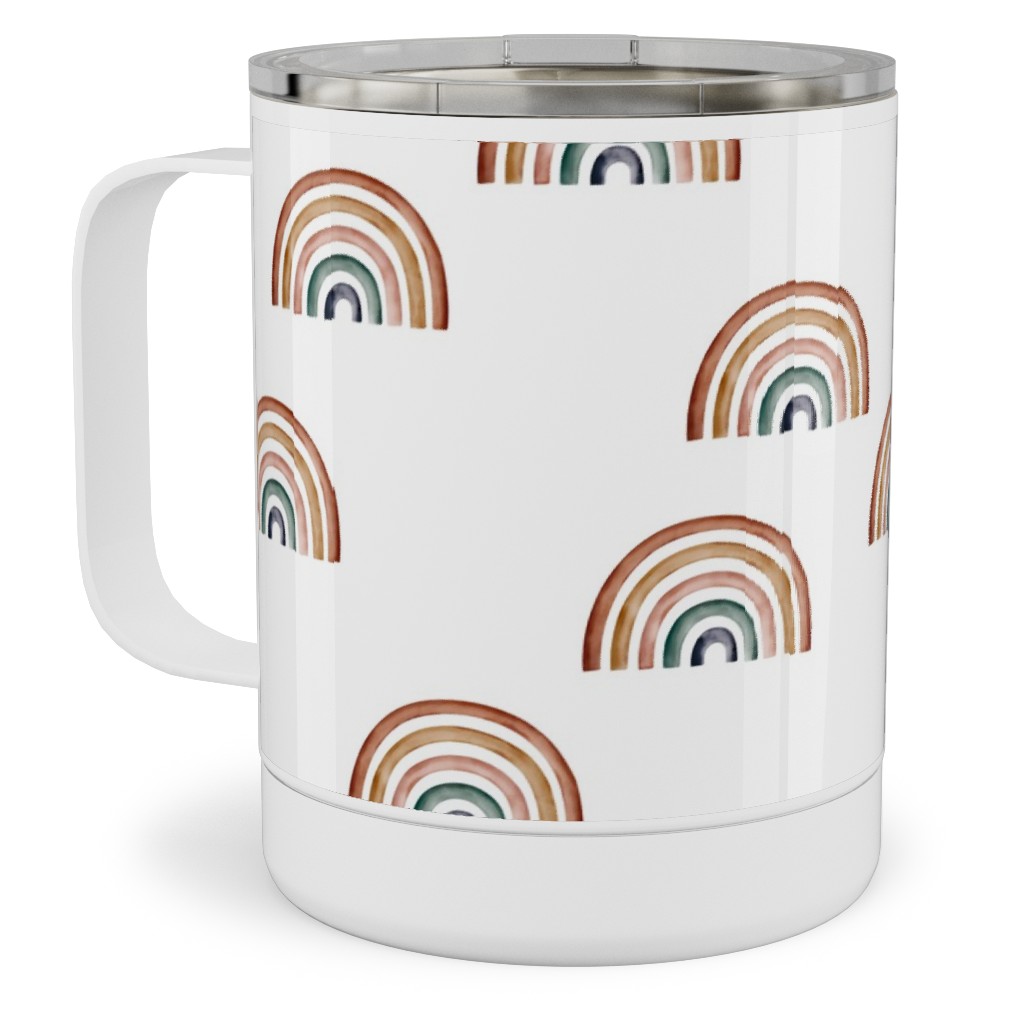 Scattered Rainbows - Multi Stainless Steel Mug, 10oz, White, White