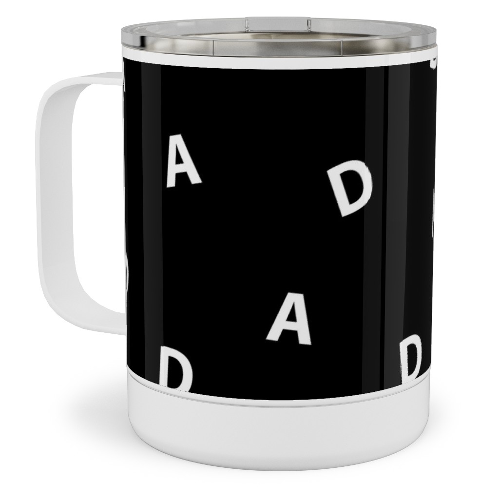 Sweet Dad Typography - Black and White Stainless Steel Mug, 10oz, Black