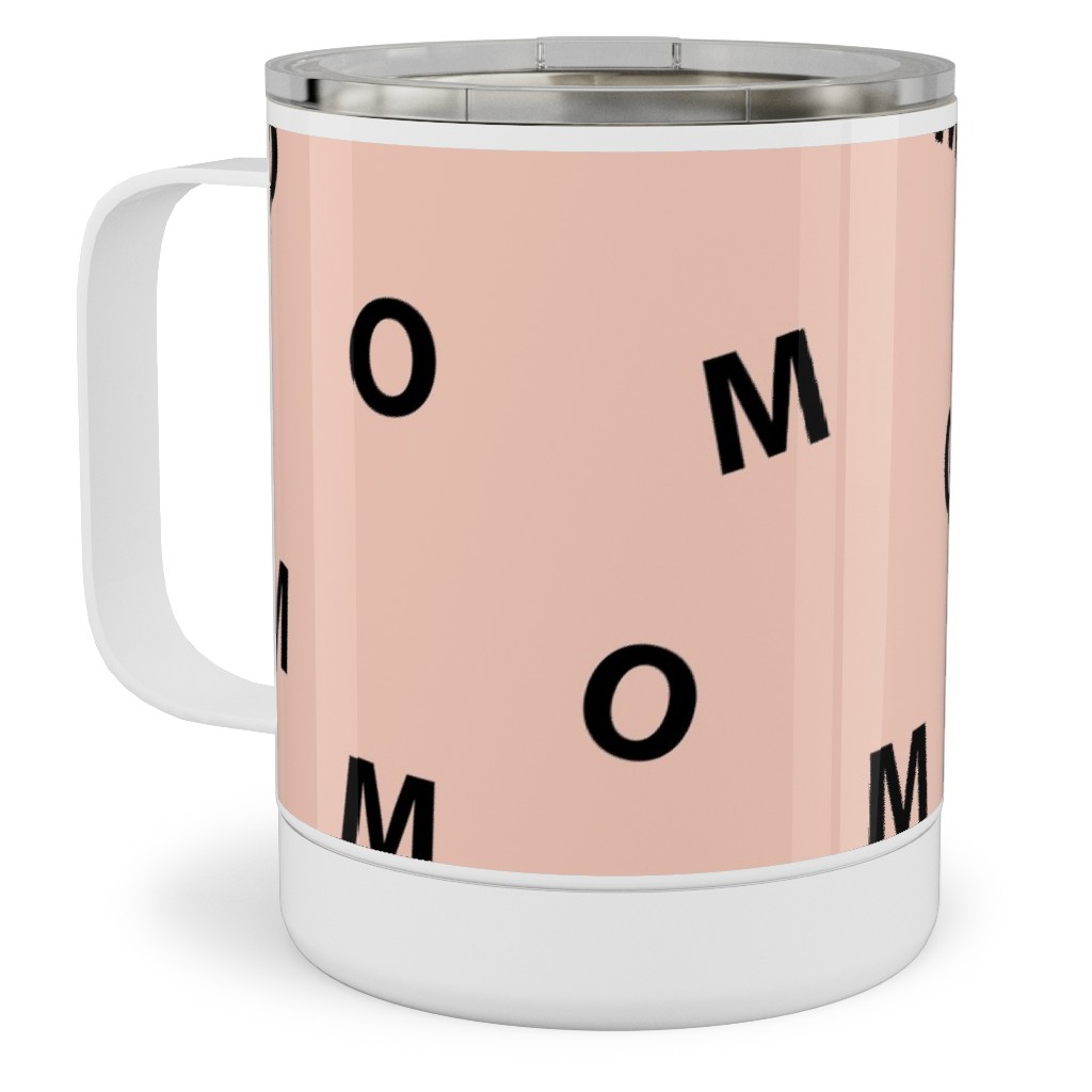 Sweet Mom Typography - Pale Nude Stainless Steel Mug, 10oz, Pink, Bright Pink