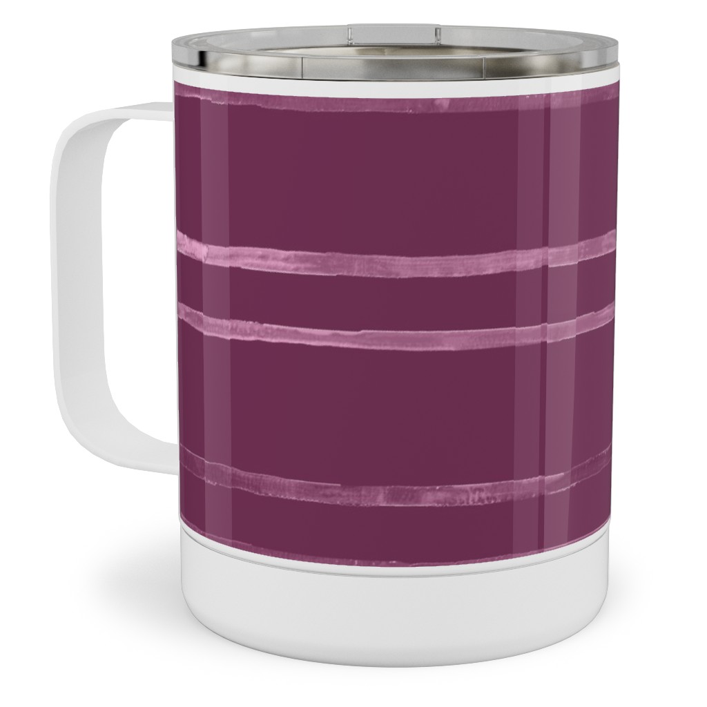 Take Flight Stripe - Rasberry Stainless Steel Mug, 10oz, Purple