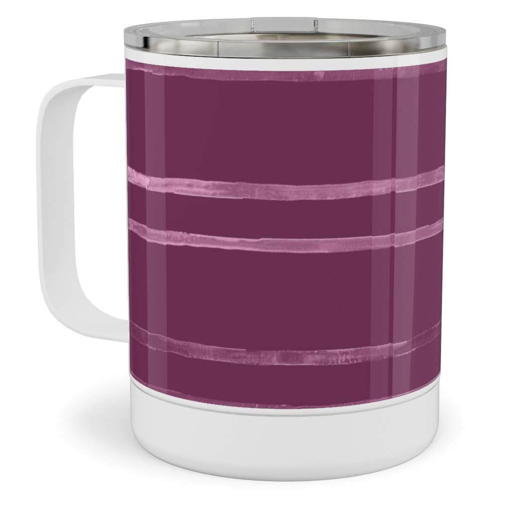 Take Flight Stripe - Rasberry Stainless Steel Mug, 10oz, Purple, Purple