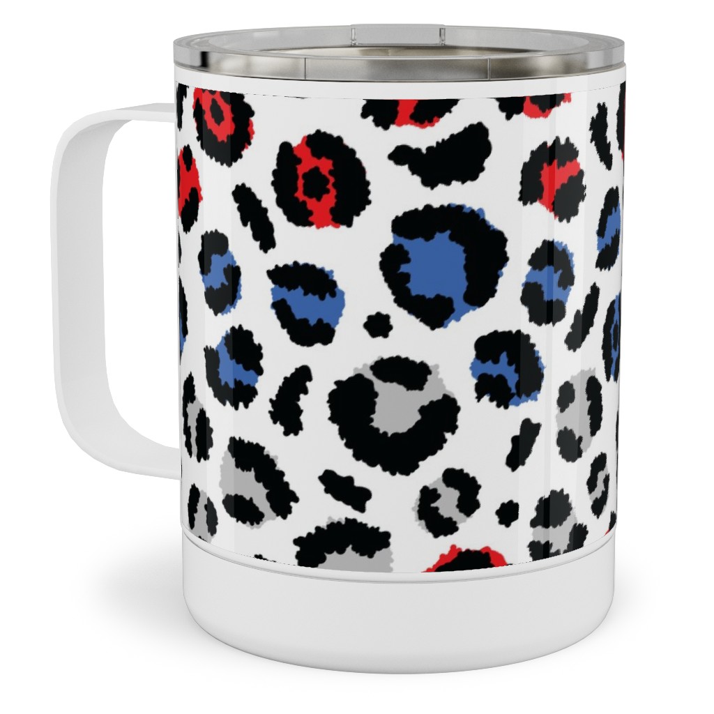 Patriotic Leopard Stainless Steel Mug, 10oz, Multicolor