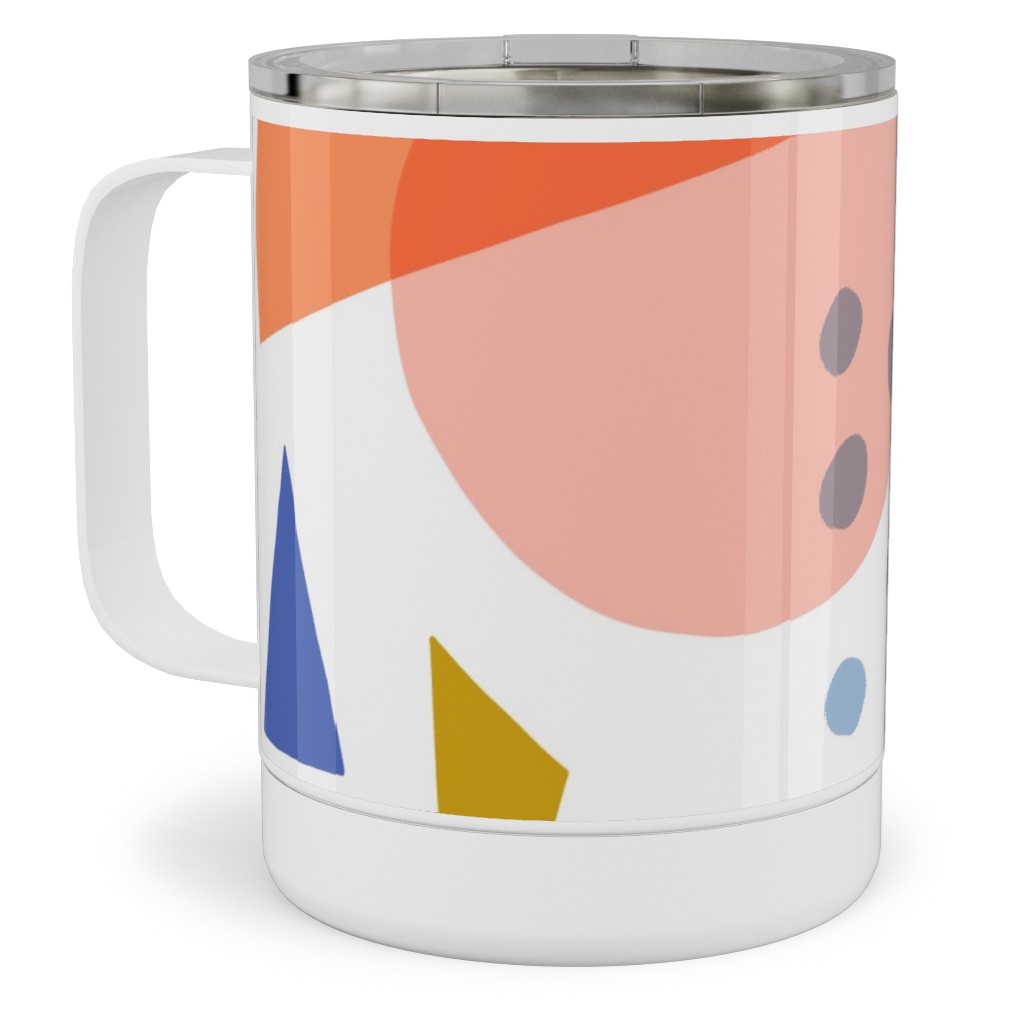 Abstract Circles and Triangles - Multi Stainless Steel Mug, 10oz, Multicolor
