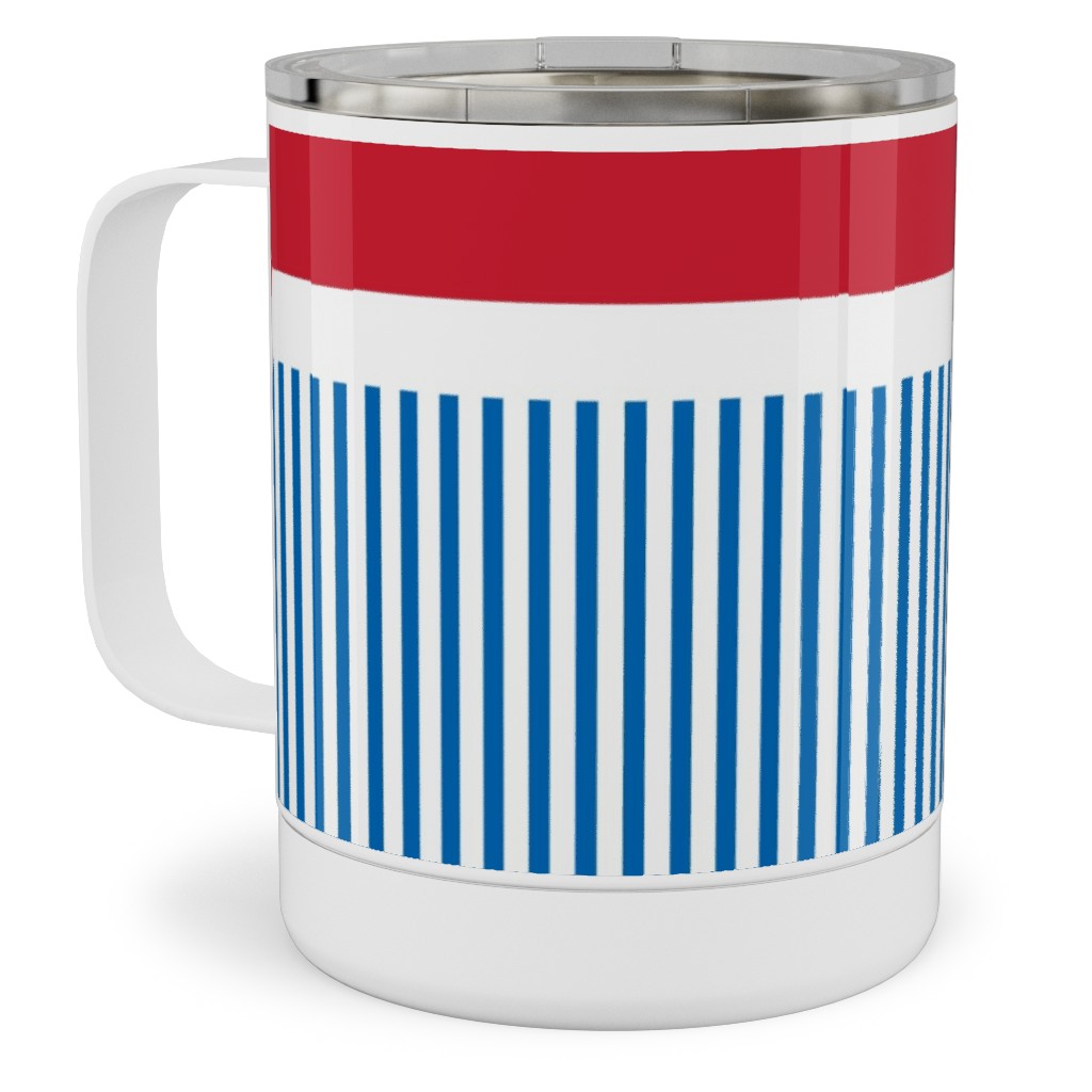 American Flag - Red, White and Royal Blue Stainless Steel Mug, 10oz, Blue