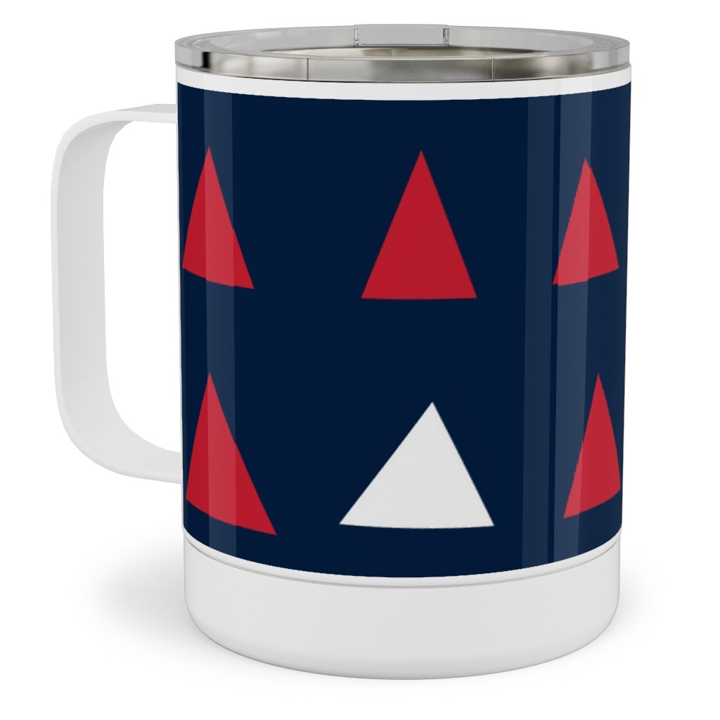 Triangles - Red White and Blue Stainless Steel Mug, 10oz, Blue, True Blue
